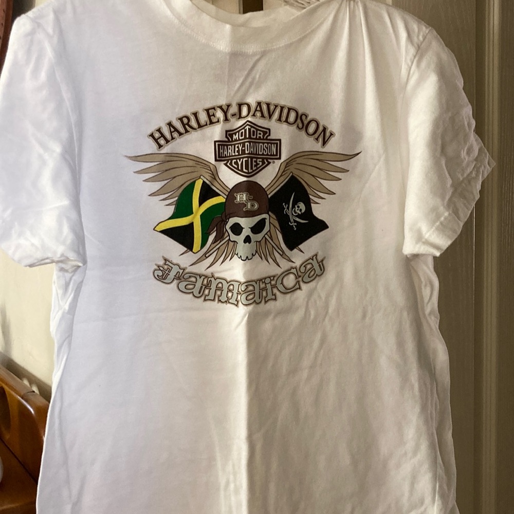 Harley-Davidson White Short Sleeve Tee with Multicolor Graphics
